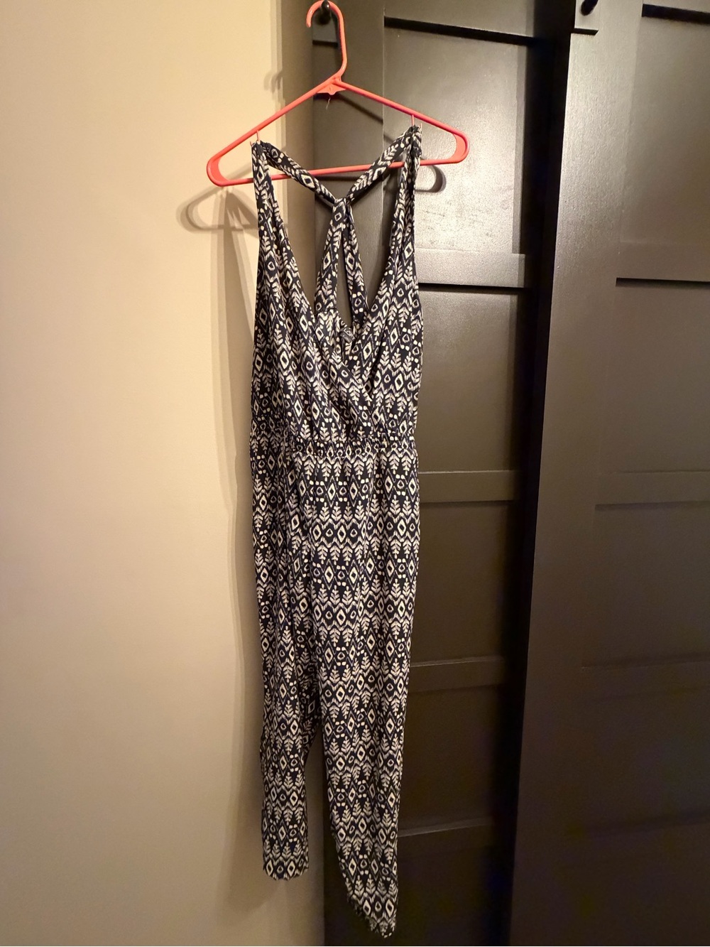 LOFT Black and White Printed Jumpsuit